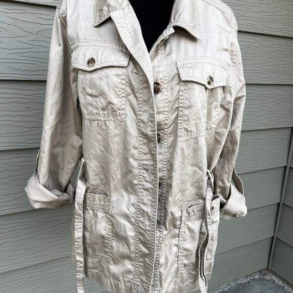 Liz Claiborne belted, button-down, jacket, women's size L - Picture 2 of 6